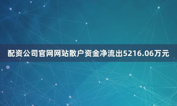 配资公司官网网站散户资金净流出5216.06万元