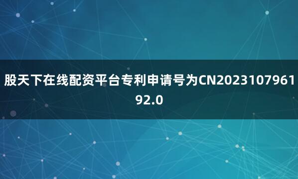 股天下在线配资平台专利申请号为CN202310796192.0